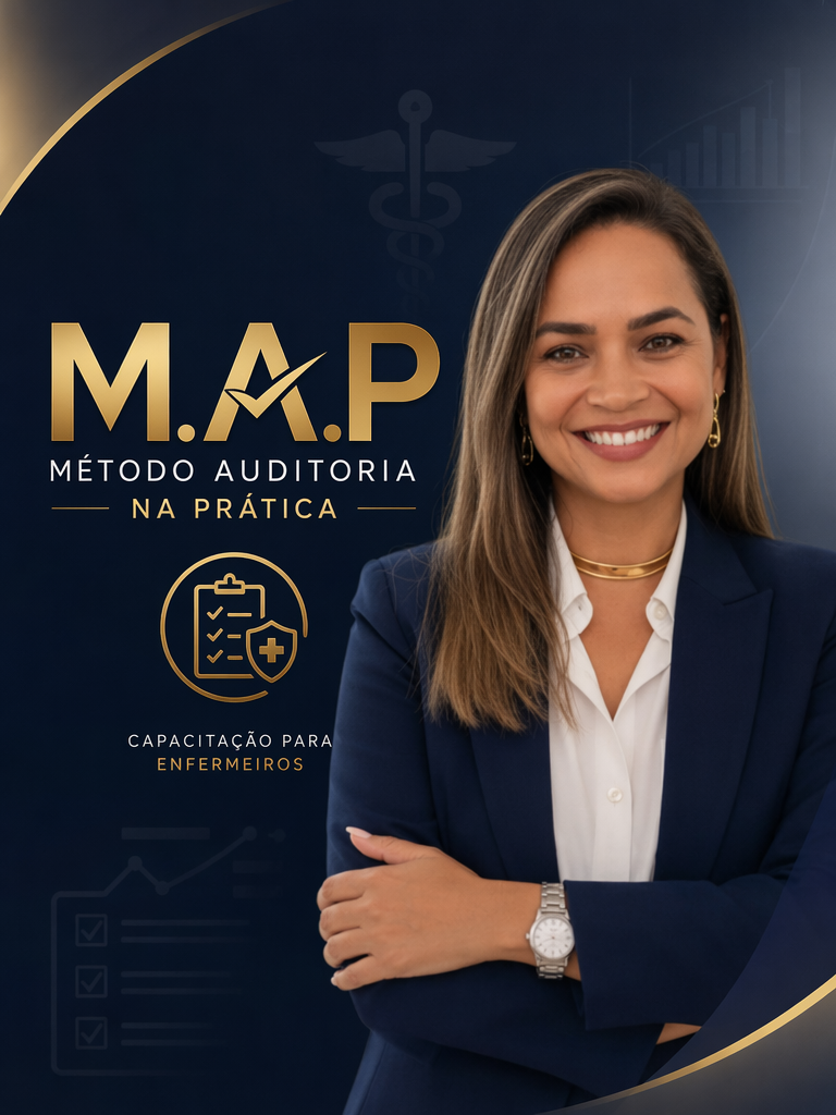 Capa do curso M.A.P — Método Auditoria na Prática, projeto de Enfermagem desenvolvido pela Alpha Hub