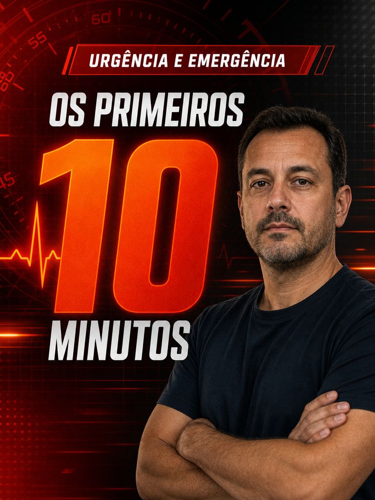 Capa do curso Os Primeiros 10 Minutos, projeto de Urgência e Emergência desenvolvido pela Alpha Hub